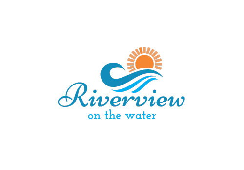 a logo for a water company with the sun on the water